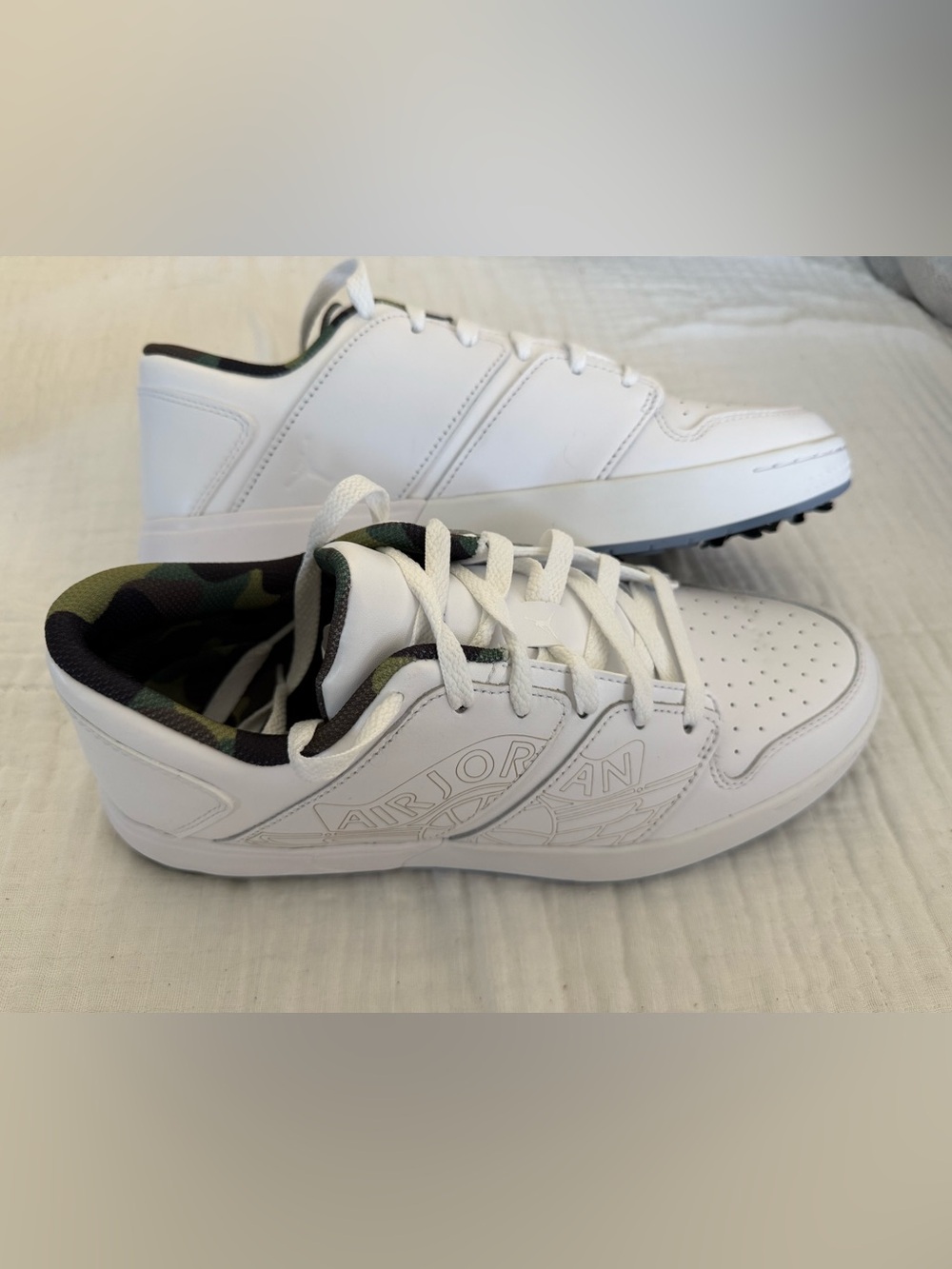 NWOB Air Jordan Nu Retro 1 Low Golf 'Triple White’ Size 9